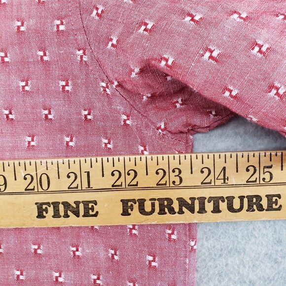 Cubavera Textured Linen Shirt Mens Large Red Aloha Casual Tropical Cotton Cuban - Picture 4 of 6